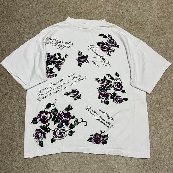 Body Co Other - Vintage Purple Roses AOP Flower Floral Shirt Large